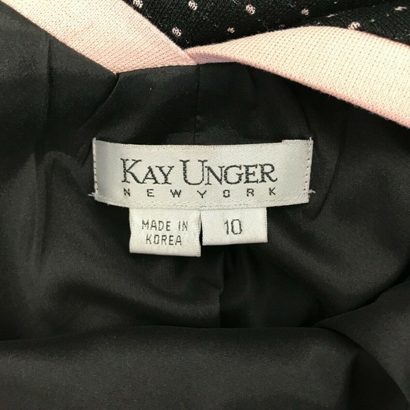 KAY UNGER NEW YORK Black Pink Polka Dot Lined 10 - Picture 4 of 5
